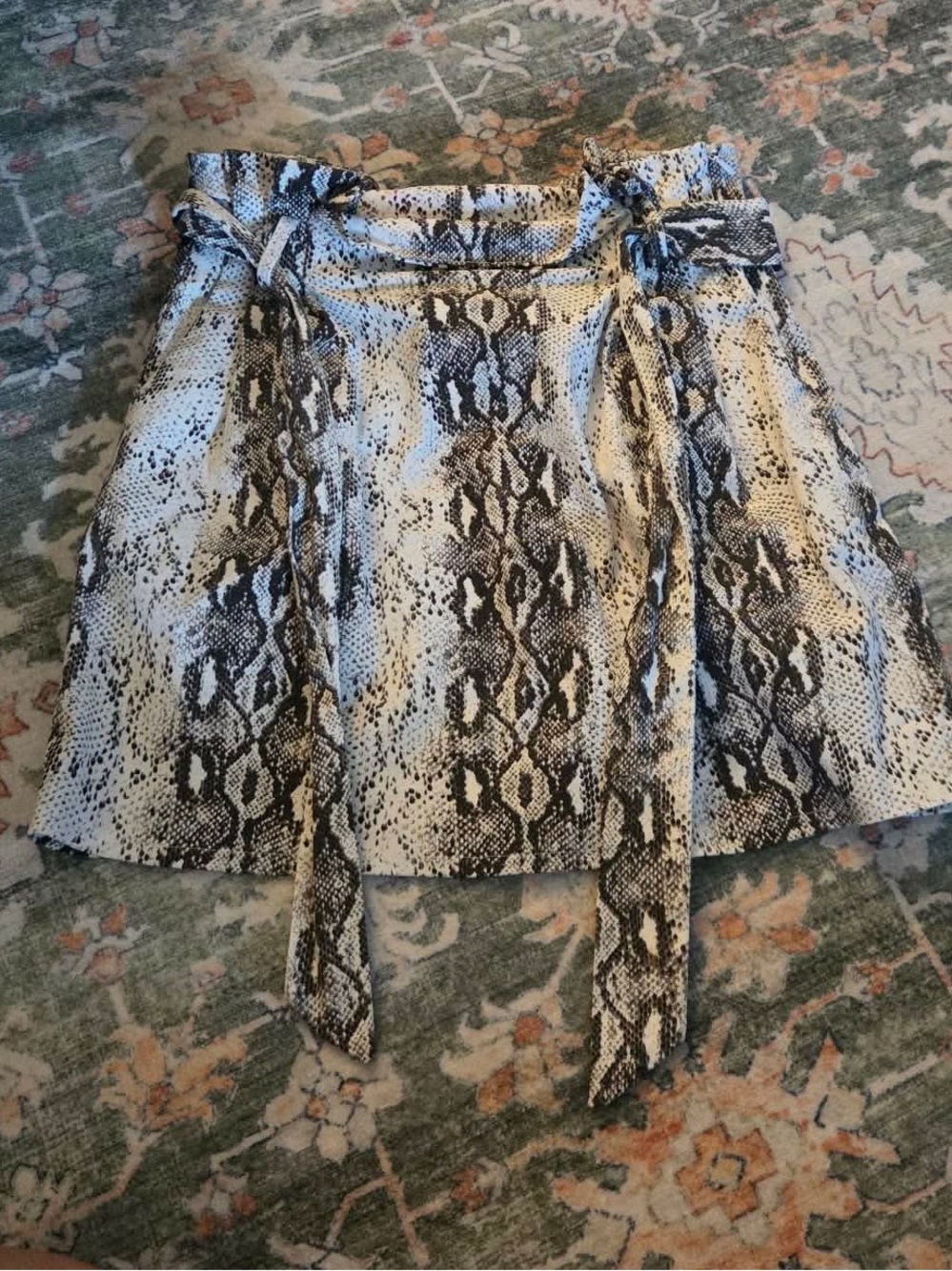 Mustard Seed Snake Print Mini Skirt in White and Black